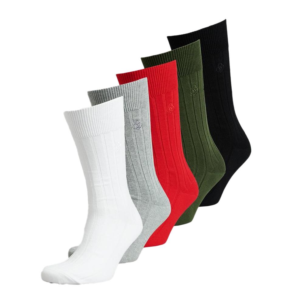 Superdry X5 Paires de Chaussettes Kaki/Rouge/Blanc/Gris/Noir Homme Superdry Sock Gift