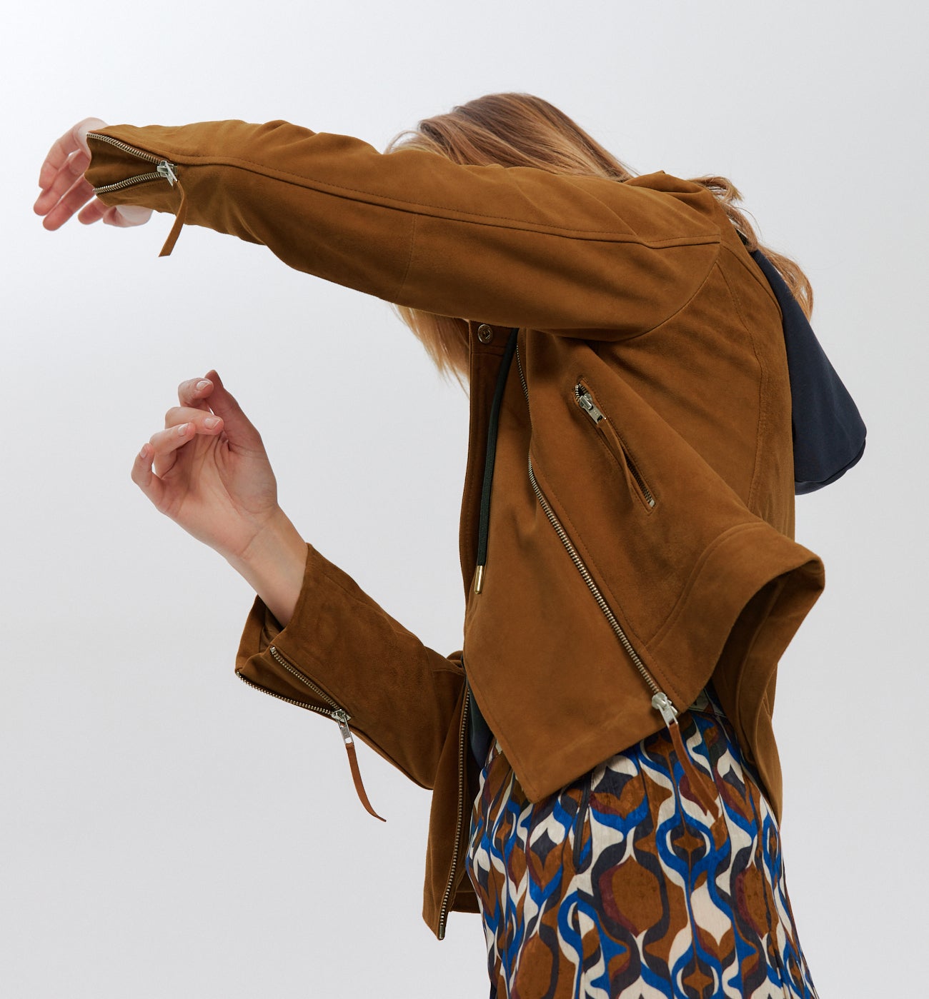 Veste en cuir suédé Femme - Beige