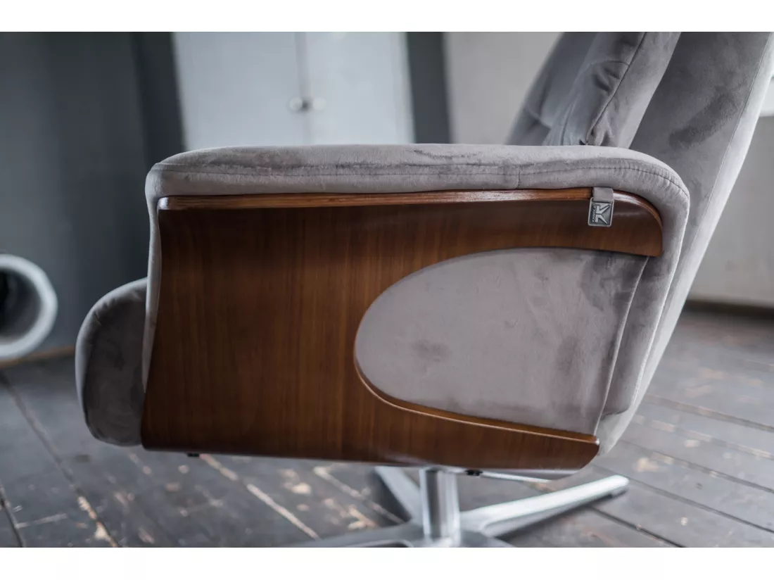 Fauteuil - gris pierre Velours - TOSAR