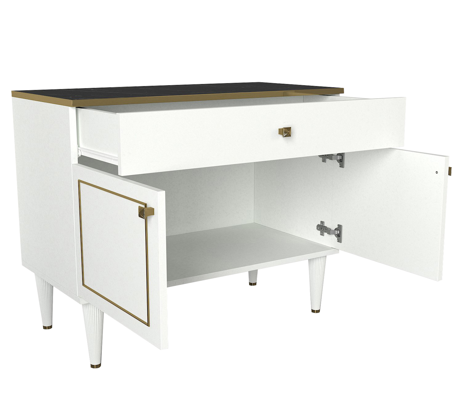 Kommode - weiß-gold - mit Verzierungen - 90 cm breite