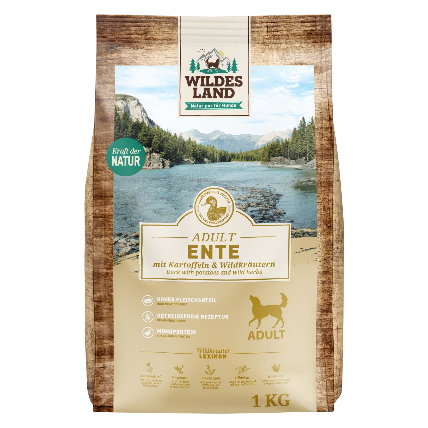 WILDES LAND Trockenfutter Classic Adult  - 1 kg - Ente