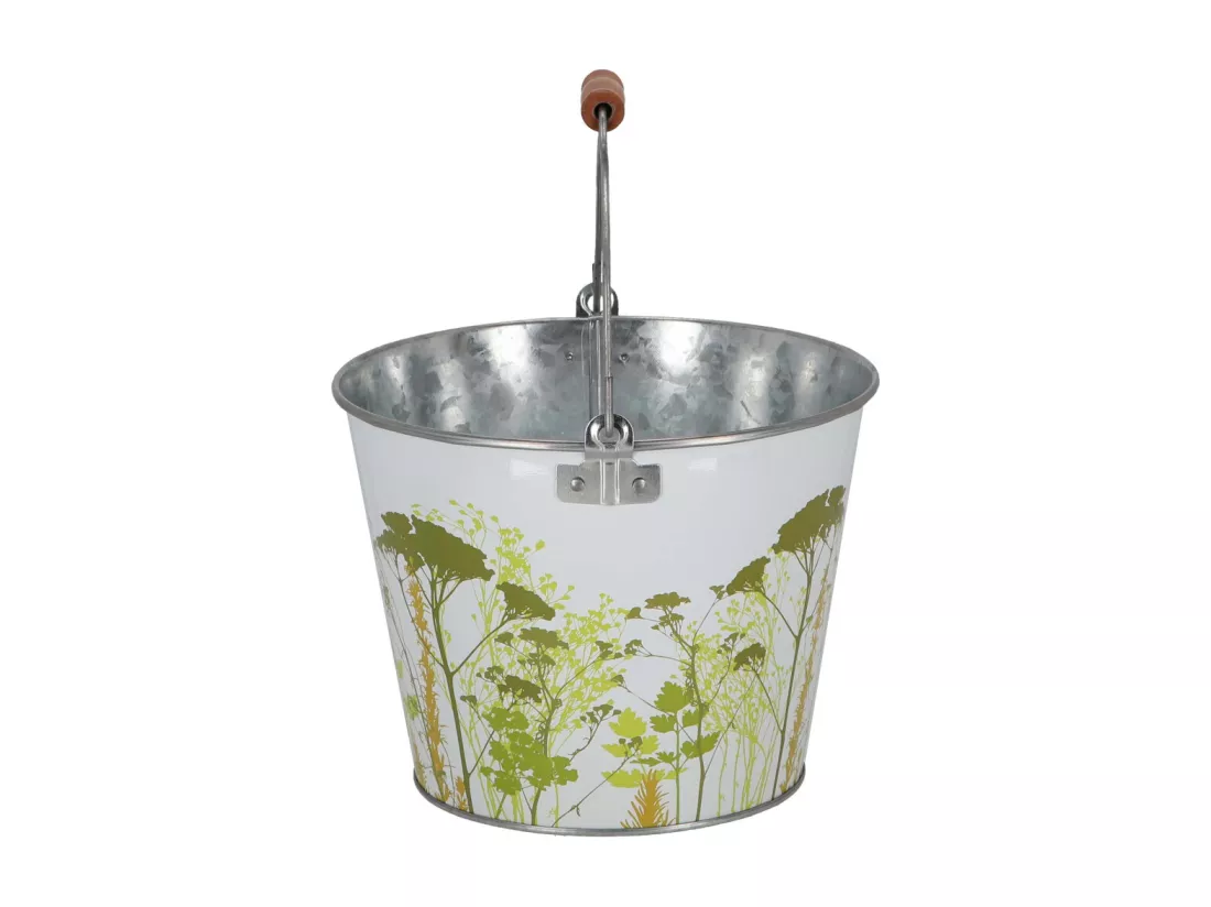 Seau en métal avec décor Herbe 5 litres