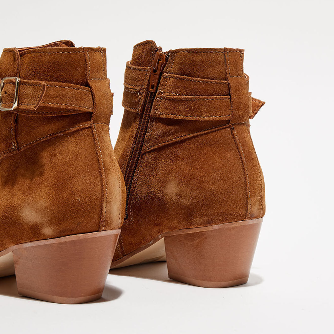 Anaki Bottines en Velours de Cuir Heloise cognac