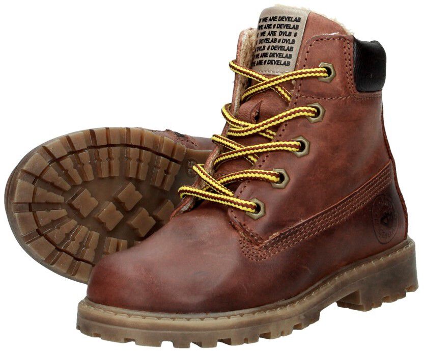 Develab Jongens veterschoenen cognac
