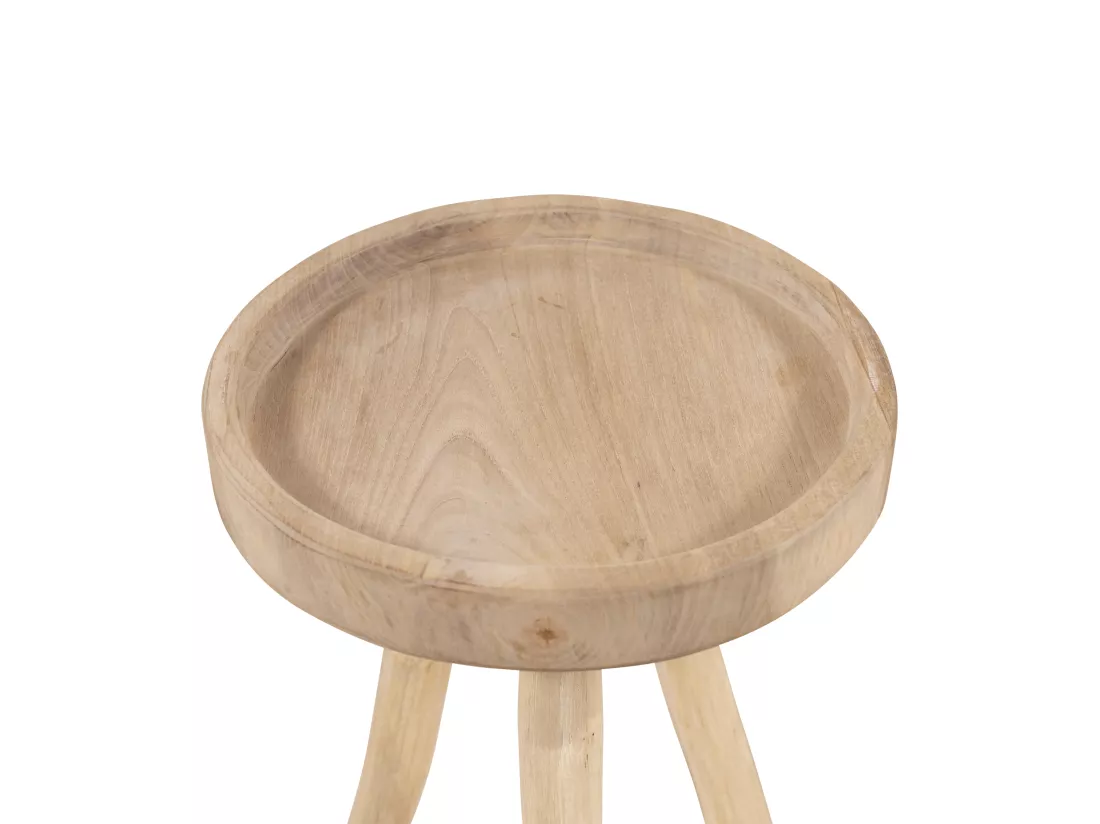 Lot de 2 tables d'appoint de jardin en teck D.30 cm - Naturel clair - TULUM de MYLIA