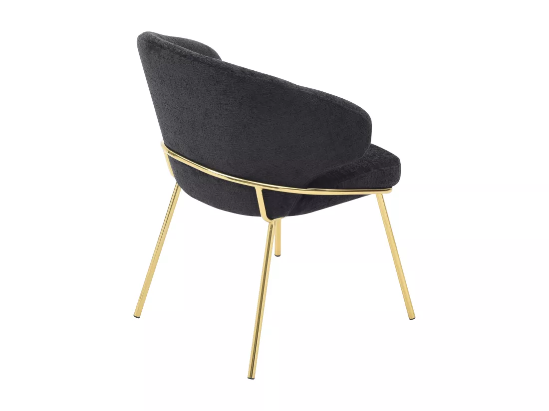 Lot de 2 chaises en tissu et métal doré - Noir - LUXIVA de Pascal Morabito