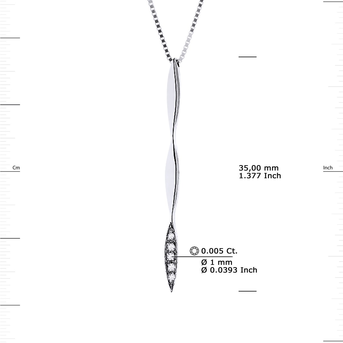 Collier Diamants 0,020 Cts Or Blanc 18 Carats