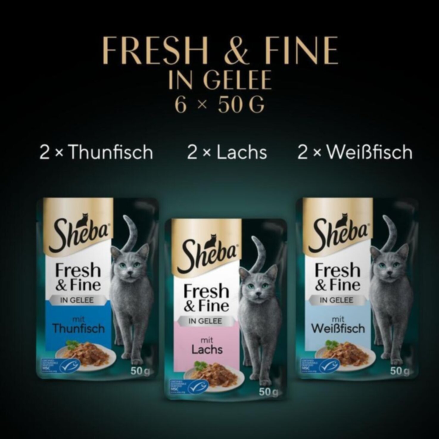 Sheba Fresh & Fine Katzenfutter in Gelée Fisch Variation 6x50g