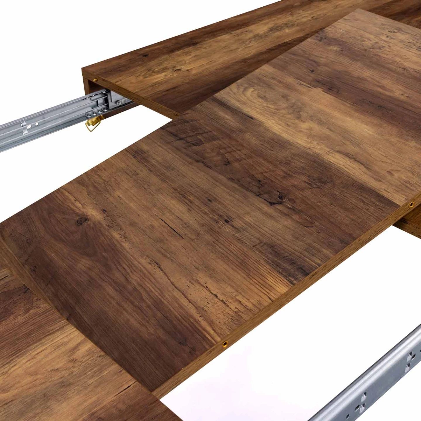 Table à manger extensible rectangle AUSTRIA 6-10 personnes bois foncé pied épingle noir 160-200 cm