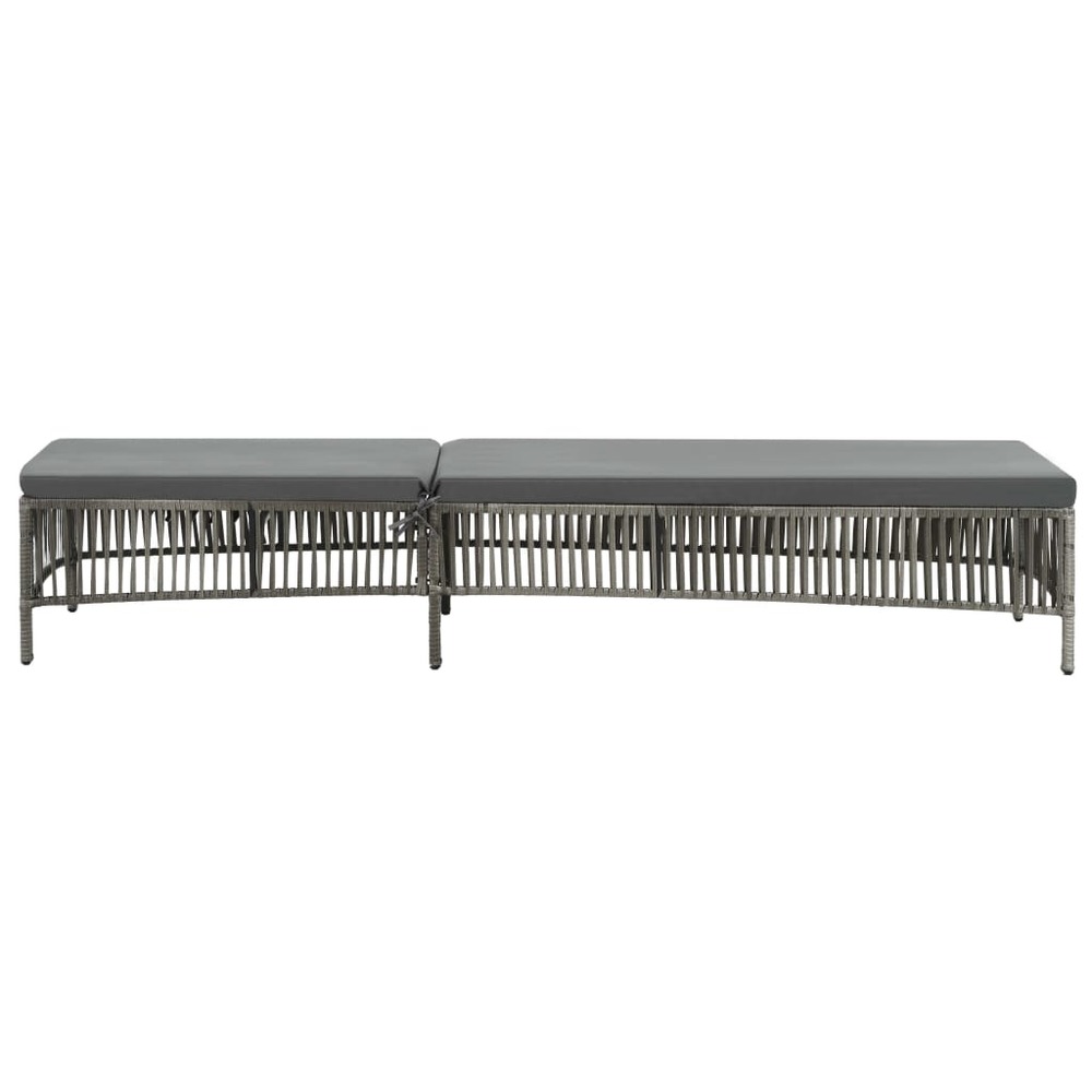 Transat chaise longue bain de soleil lit de jardin terrasse meuble d'extérieur avec coussin résine tressée gris