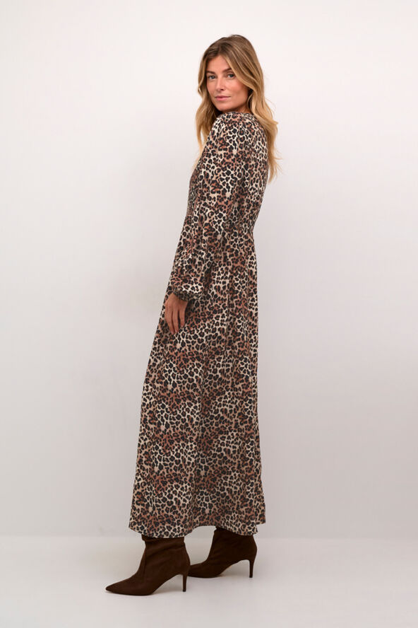 Cream CRTiah Dress Leopard mix