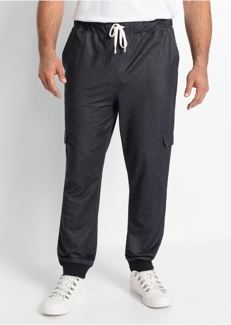 Pantalon taille extensible imitation jean avec poches cargo