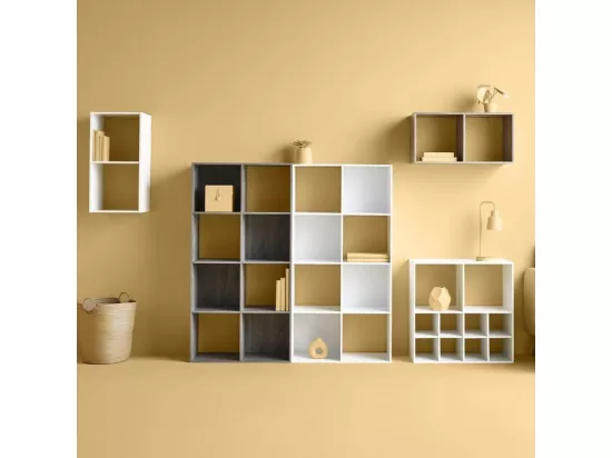 Meuble Étagère 8 cases de rangement effet bois naturel H 134 cm
