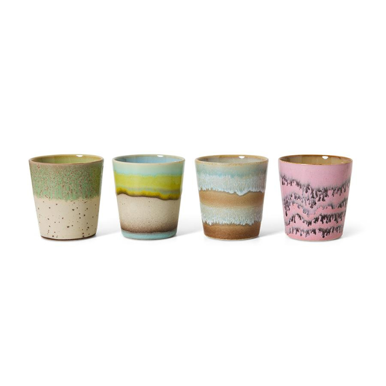 HKliving 70's Ceramic koffiemok set van 4 serendipity