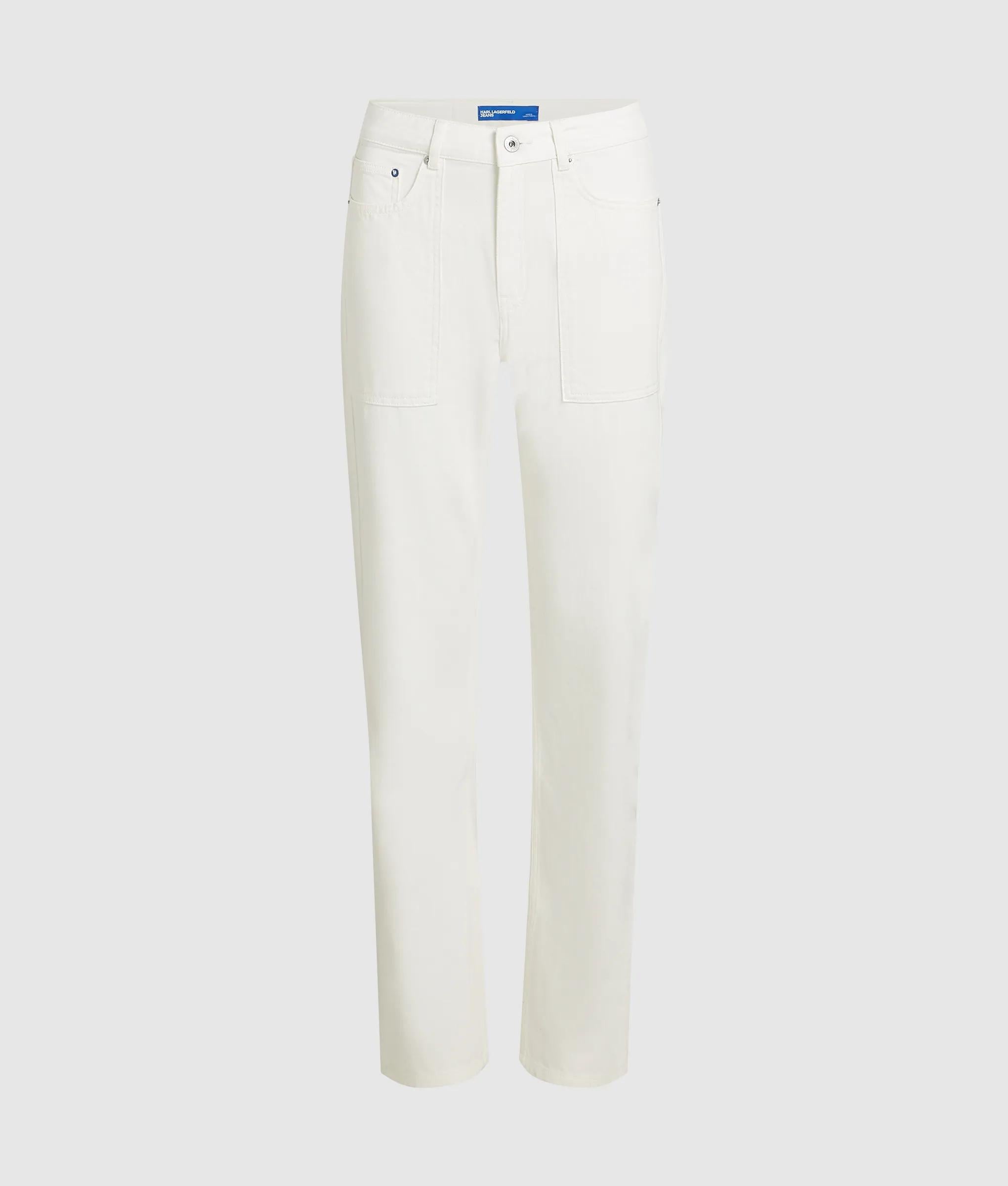 Witte rechte jeans met hoge taille