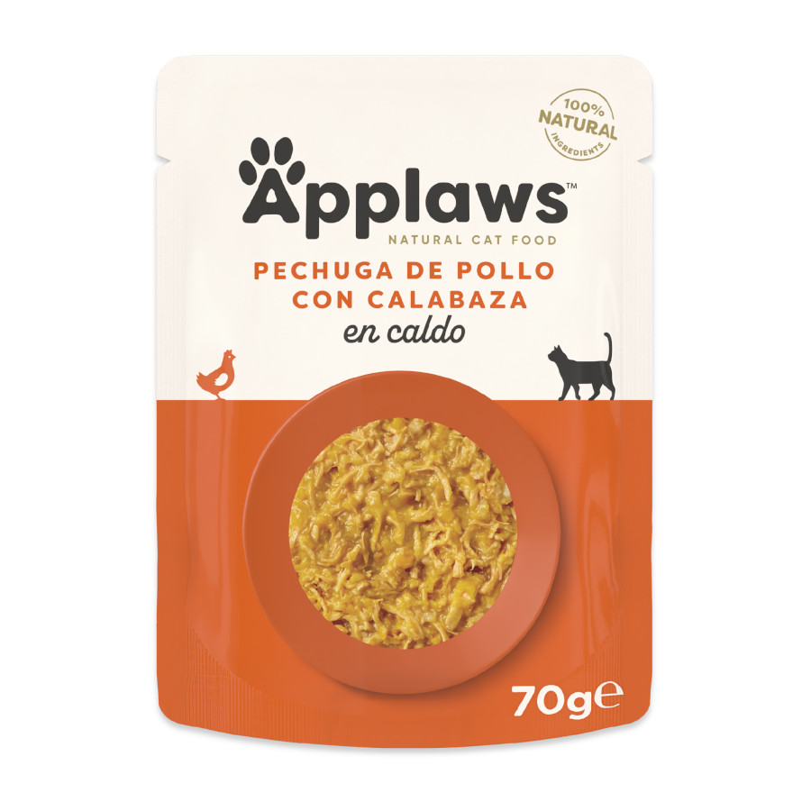 Sachê de 70g de ração Applaws sabor Frango e Abóbora para gatos