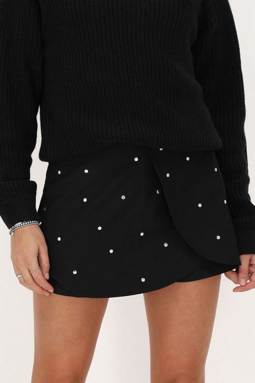 Zwarte skort met studs all-over