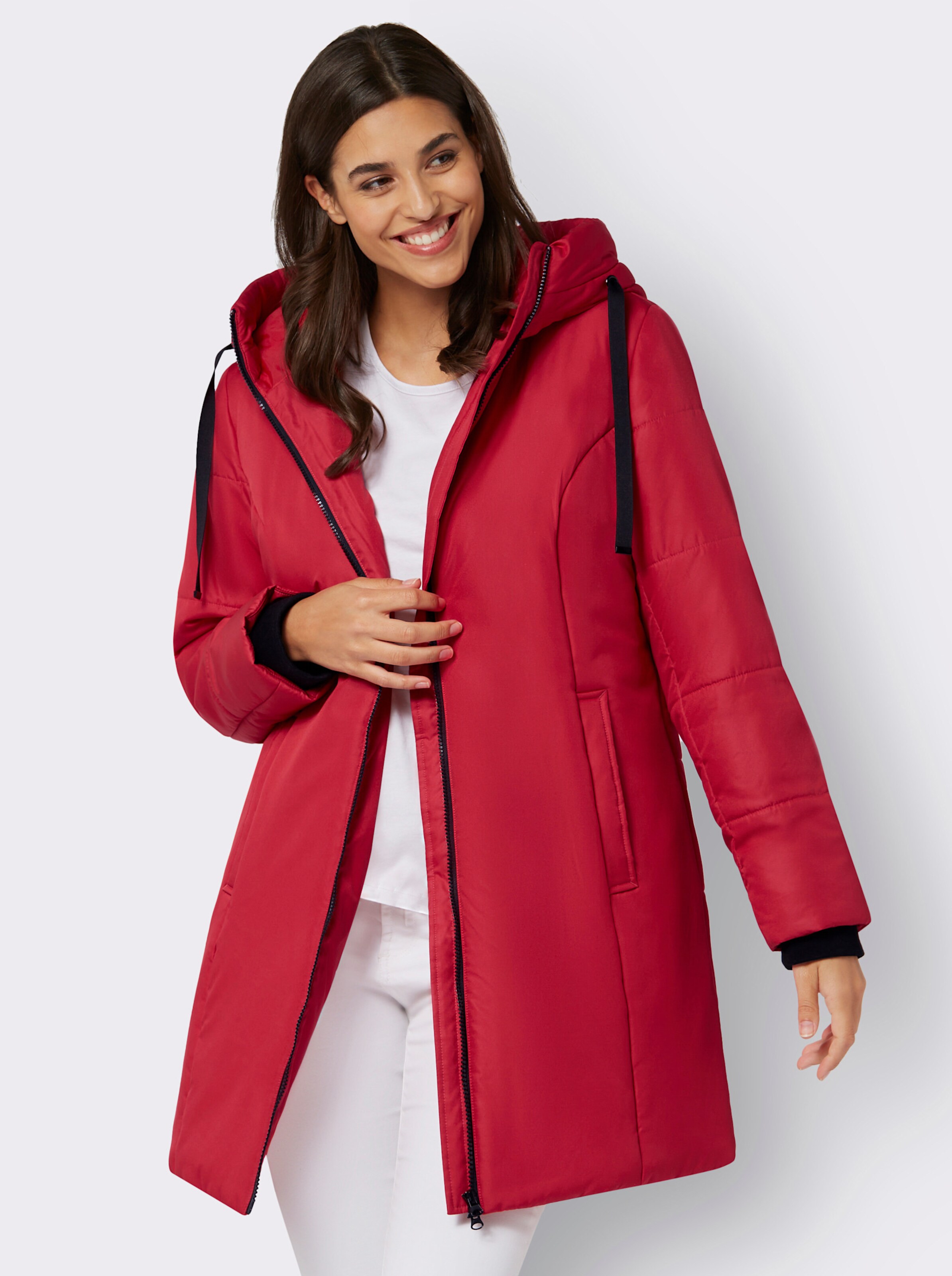 Stark wärmende Longjacke mit Steppmuster