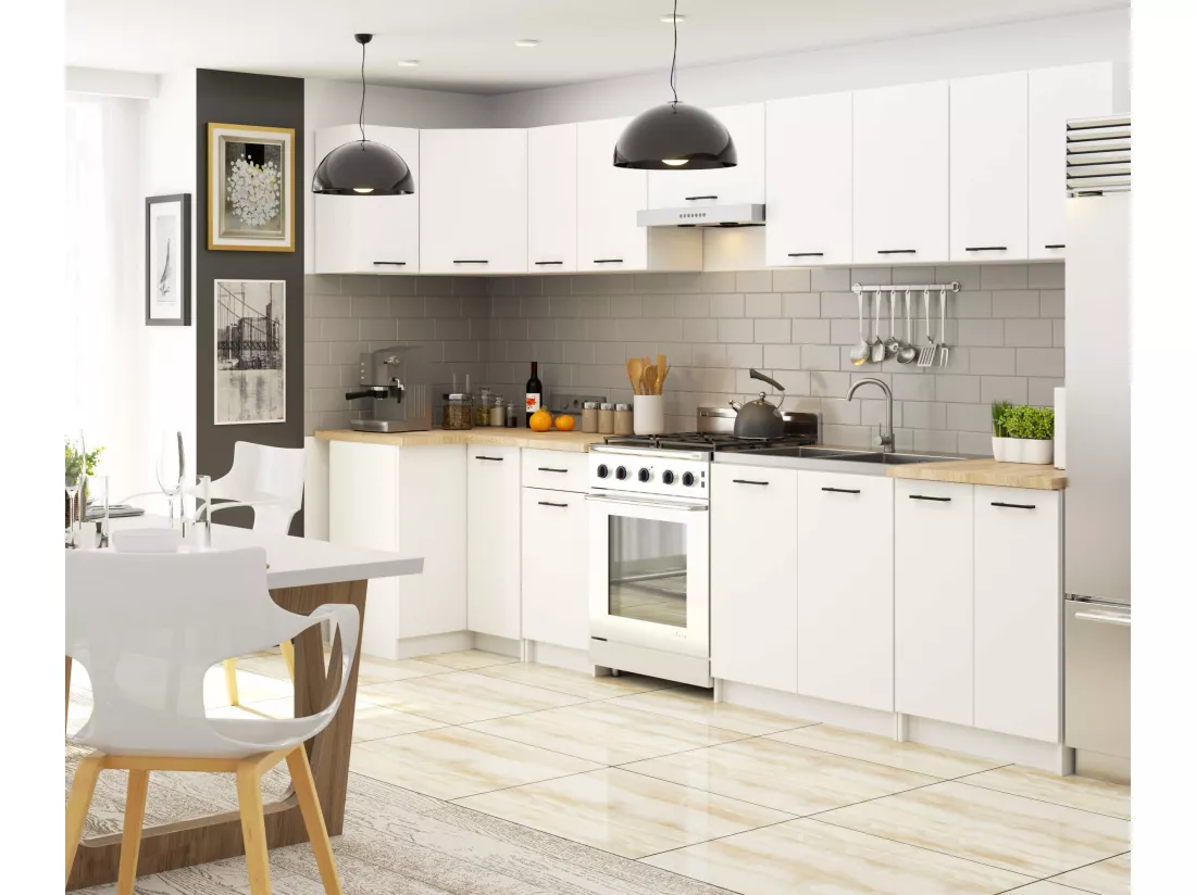 Armoires de cuisine haute AKORD W80 OLIWIA Blanc 80 cm 2 portes façade Blanche 2 étagères 80x30x58 cm