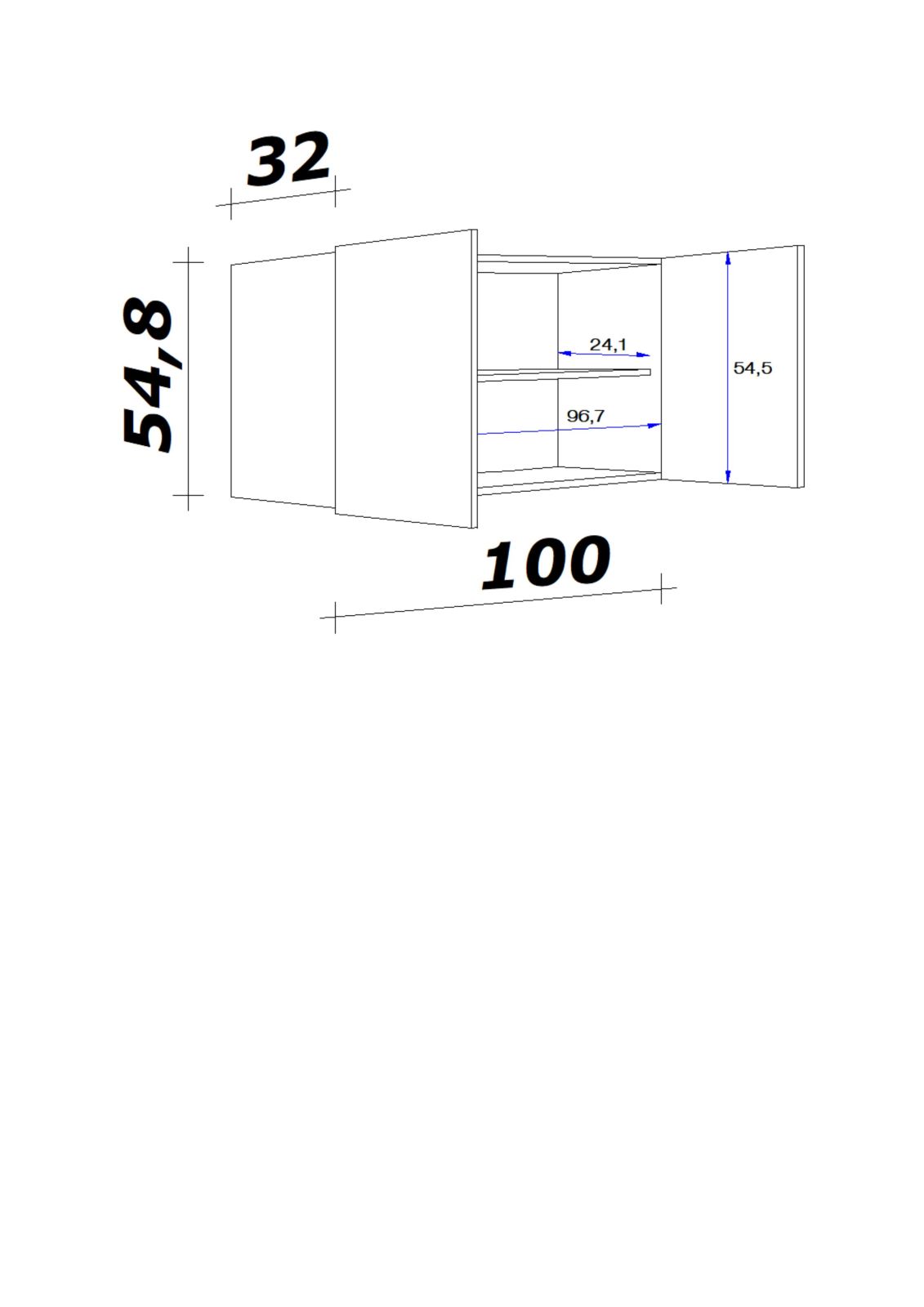 Oberschrank RISENTO - anthrazit - San Remo Eiche - 100 cm