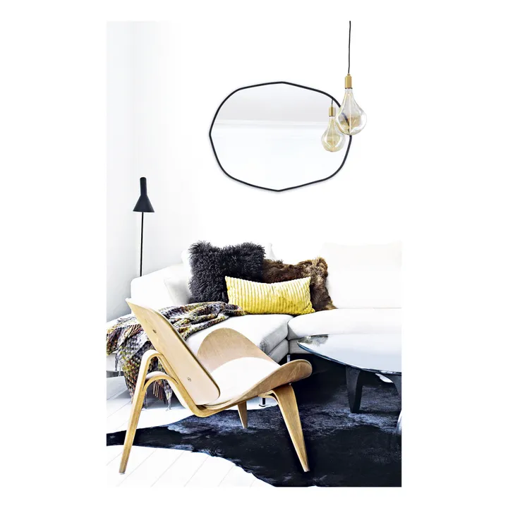 M Nuance Miroir extra plat biseauté contour noir- forme aléatoire 66x85 | Noir