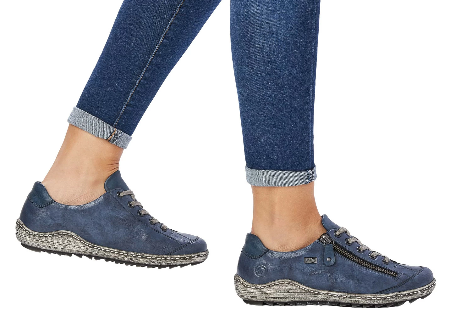 Remonte Schnür-Sneaker mit zartem Schimmer oder Knitter-Struktur