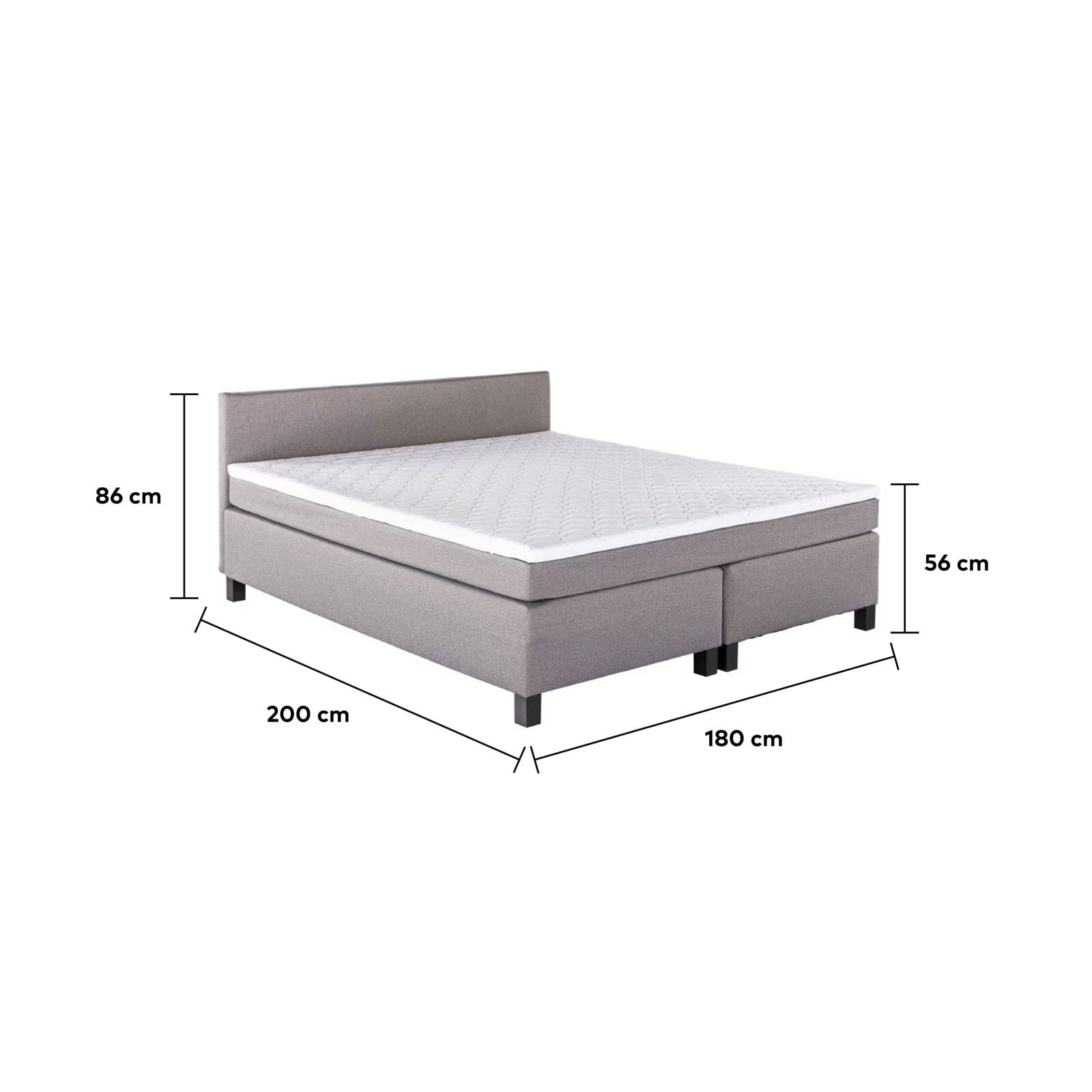 Boxspringbett Susanne Stoffbezug Silbergrau 180x200 cm