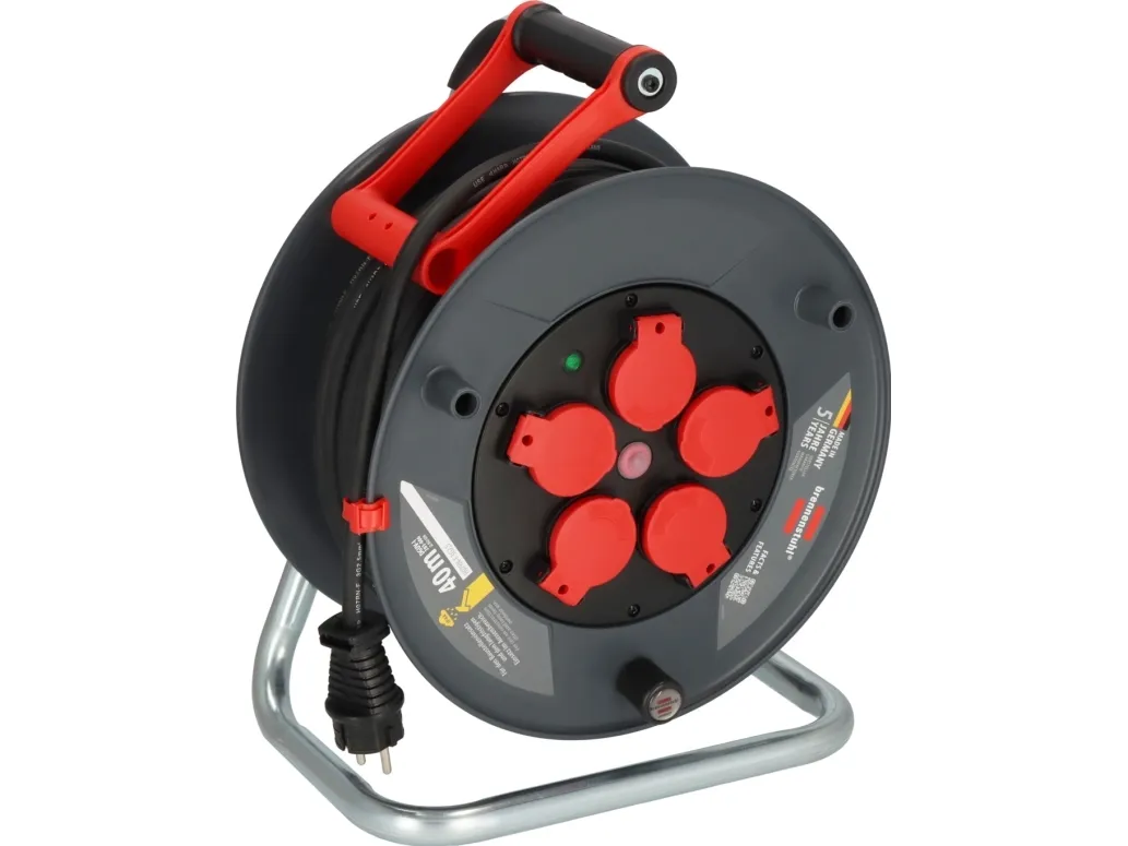 Brennenstuhl 9232400100, Sort, Rød, Plast, 5 AC stikkontakt(er), Lige, 40 m, IP44