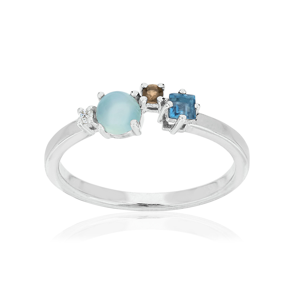 Bague MATY Or 375 blanc pierres fines