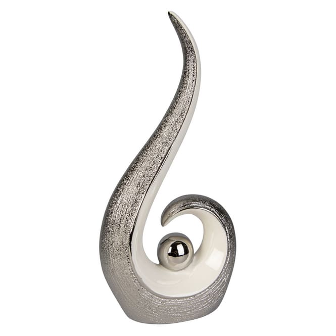 Standdeko - aus Keramik -  ca. 16 x 9 x 33 cm - silber