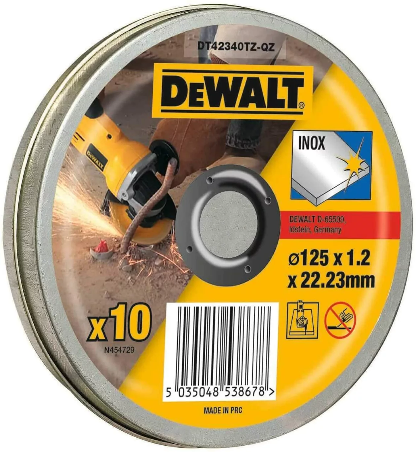 DeWALT DT42340TZ Doorslijpschijf in blik - 125 x 22,23 x 1,2mm - inox (10st)