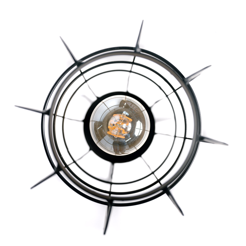 Lampe de table, à poser salon, trépied chambre, bureau métal industrielle noir abat-jour forme cage h 61 cm - luminaire d'intérieur