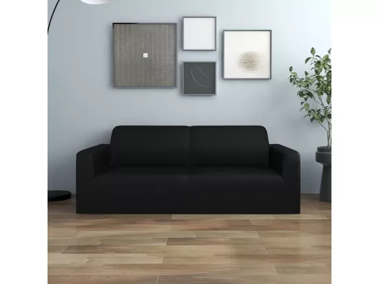 Housse extensible de canapé 2 places Noir Jersey de polyester