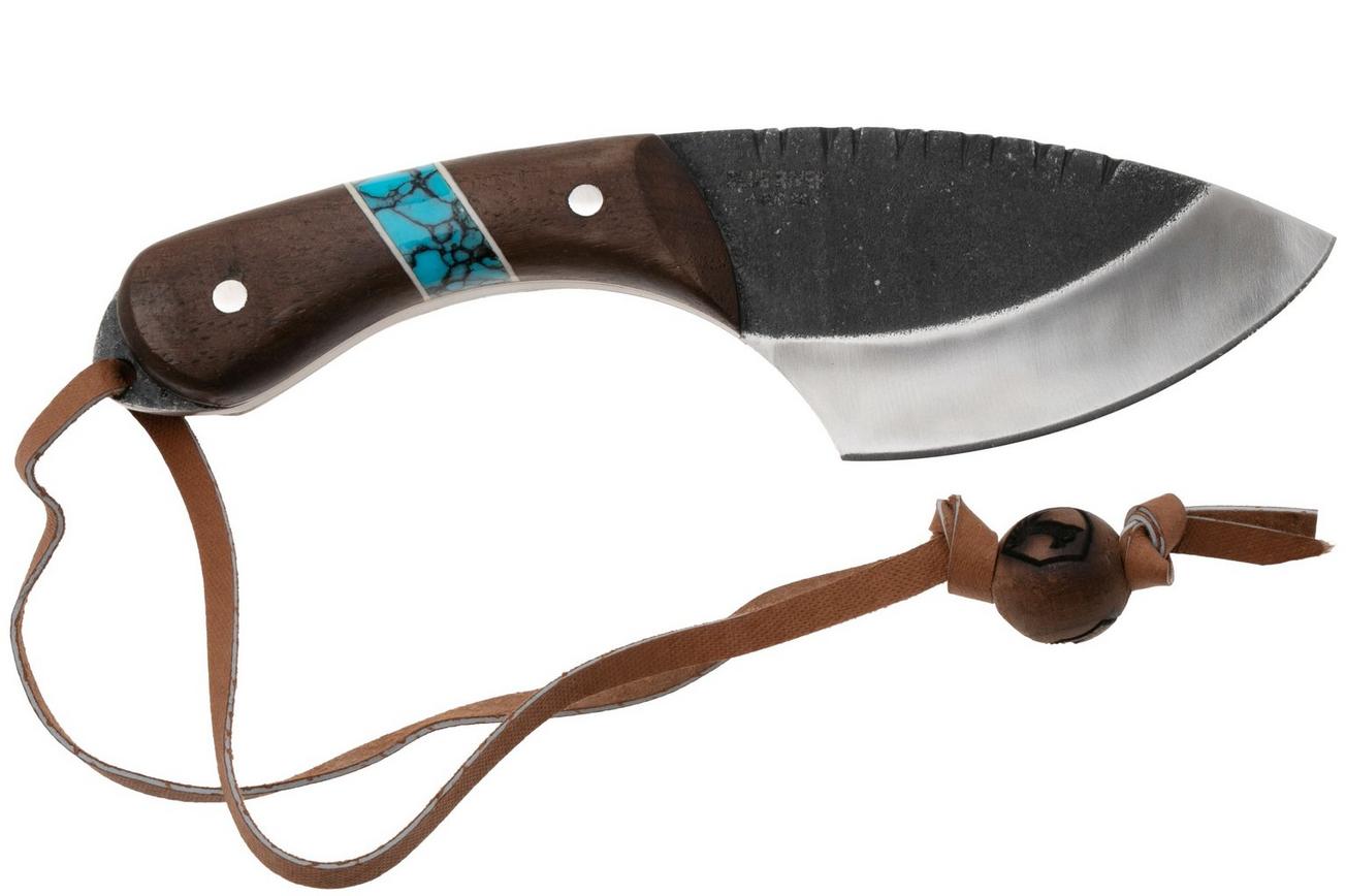 Condor Blue River Skinner CTK112-3.5-4C, Brut De Forge 440C, Walnut Turqouise Stone, vaststaand mes