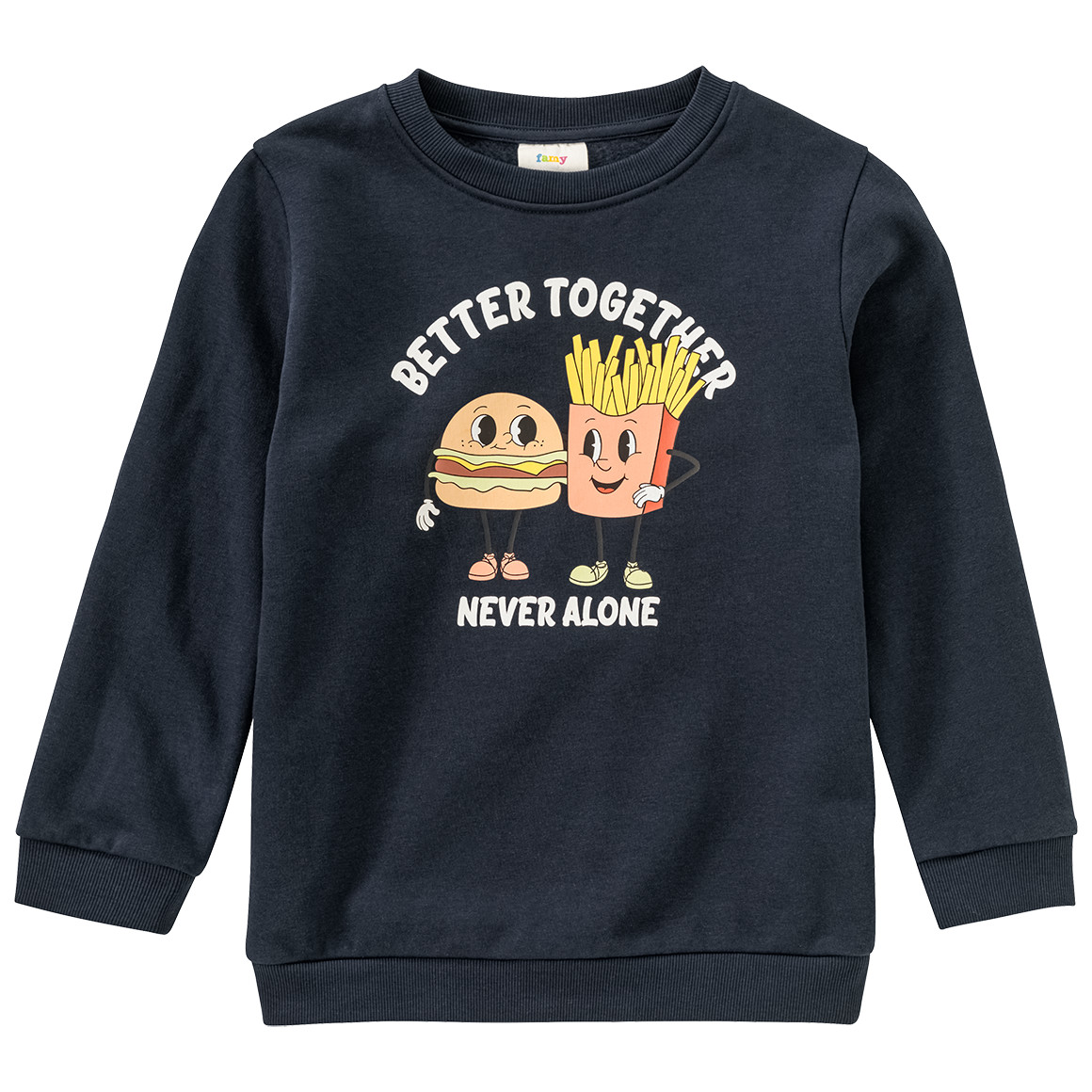 Famy Jungen Sweatshirt mit lustigem Print dunkelblau