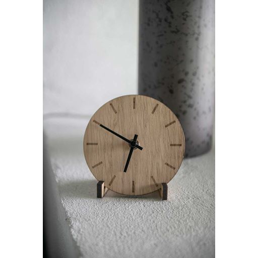 Hemverk Bord- & Vægur, Light Oak/Black, Ø12 cm
