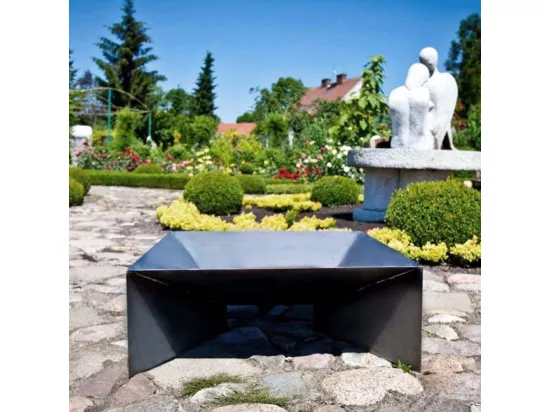 Brasero de jardin carré DINE en acier-60 cm-Acier naturel---Acier naturel