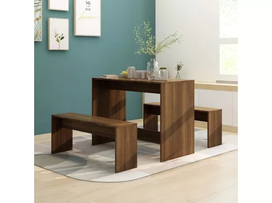 Ensemble à manger 3 pcs Chêne marron Bois d'ingénierie