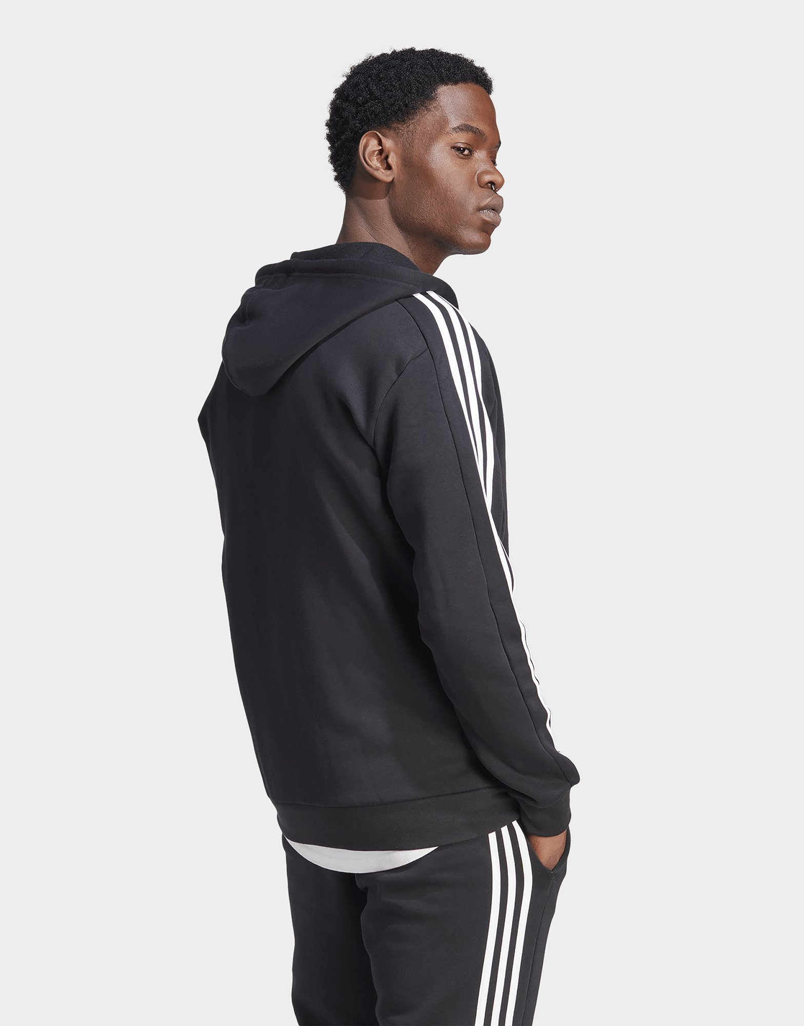 adidas Veste à capuche entièrement zippée molleton 3 bandes Essentials