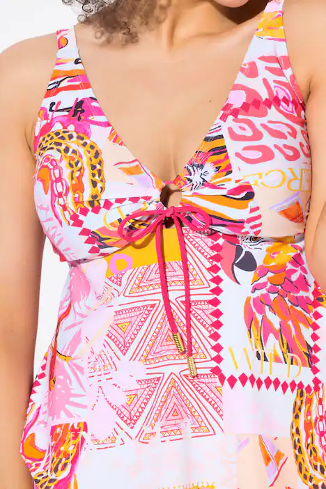 Tankini, Papageien, Softcups, Träger verstellbar, offwhite