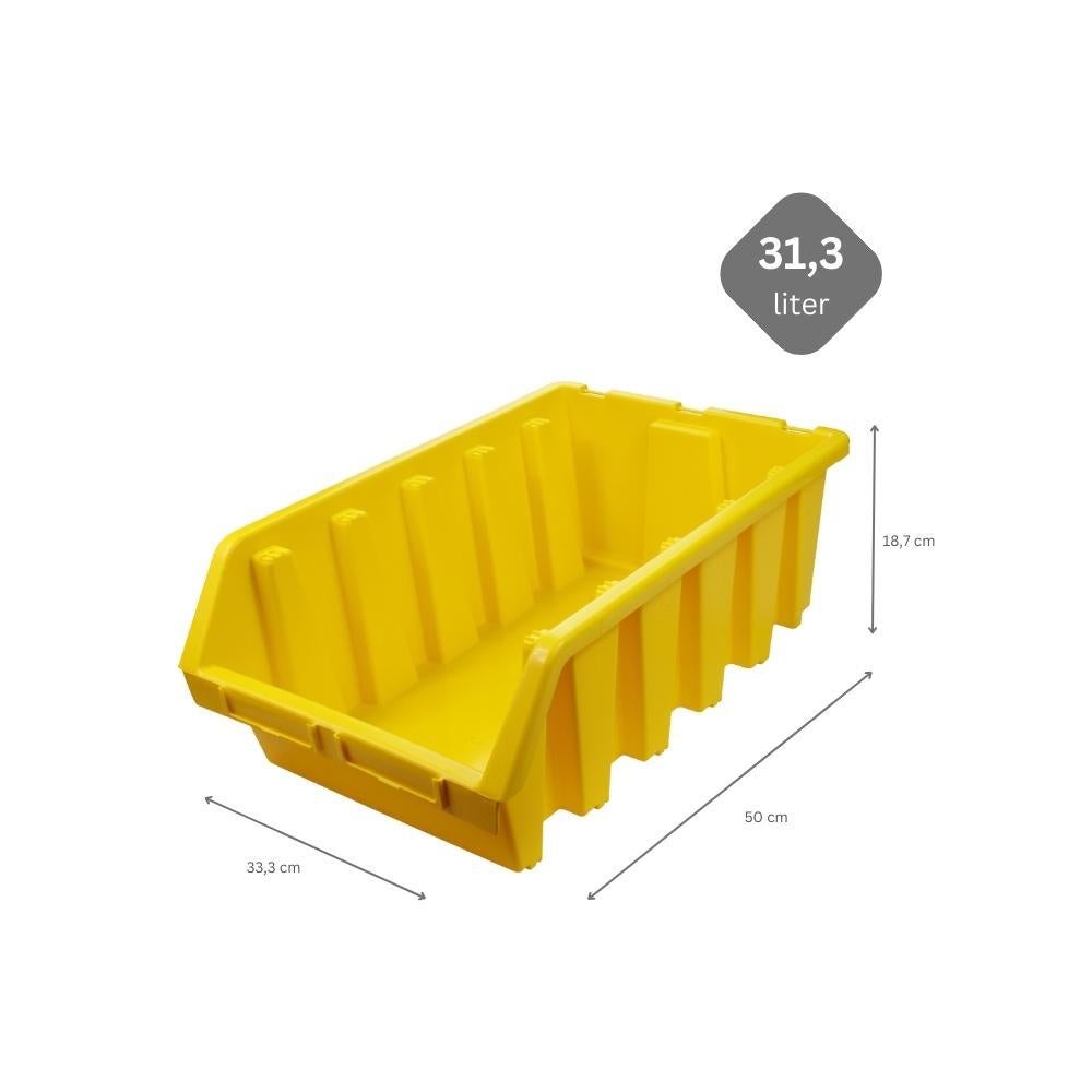 PROREGAL SuperSaver Set 5x Opbergdoos 5 HxBxD 18,7 x 33,3 x 50 cm Polypropyleen Geel