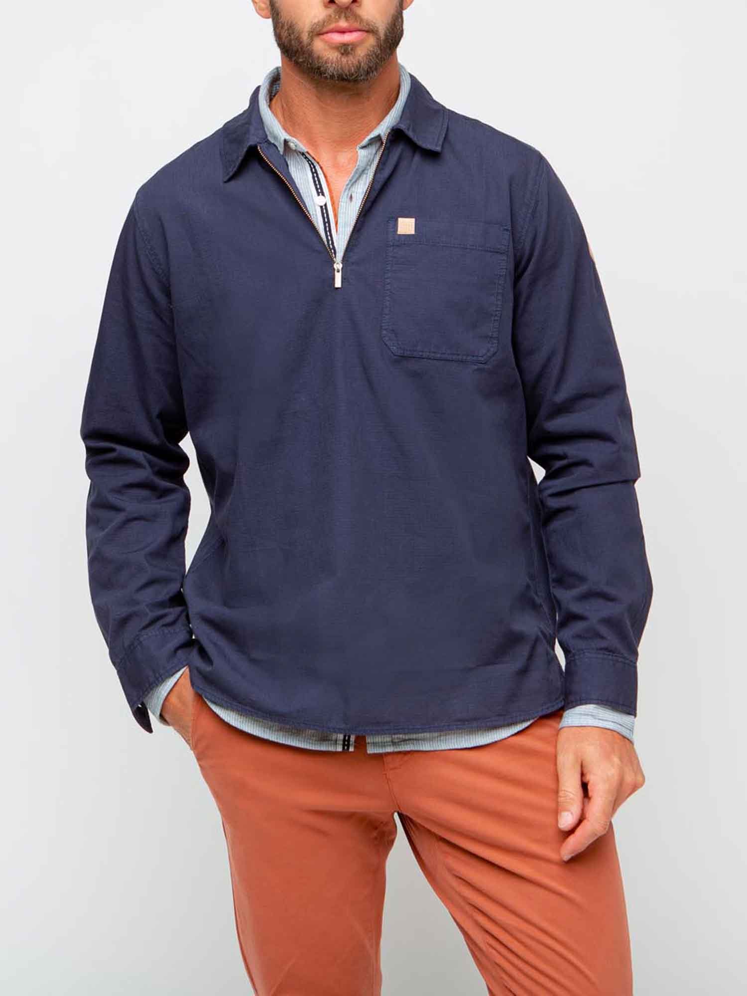 Chemise Homme Esprit Vareuse Coton Marine