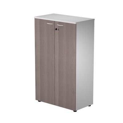 Bibliothèque mi-haute Trend - L80xP44xH120 cm - 2 portes en mélaminé avec serrure - imitation frêne Toscan