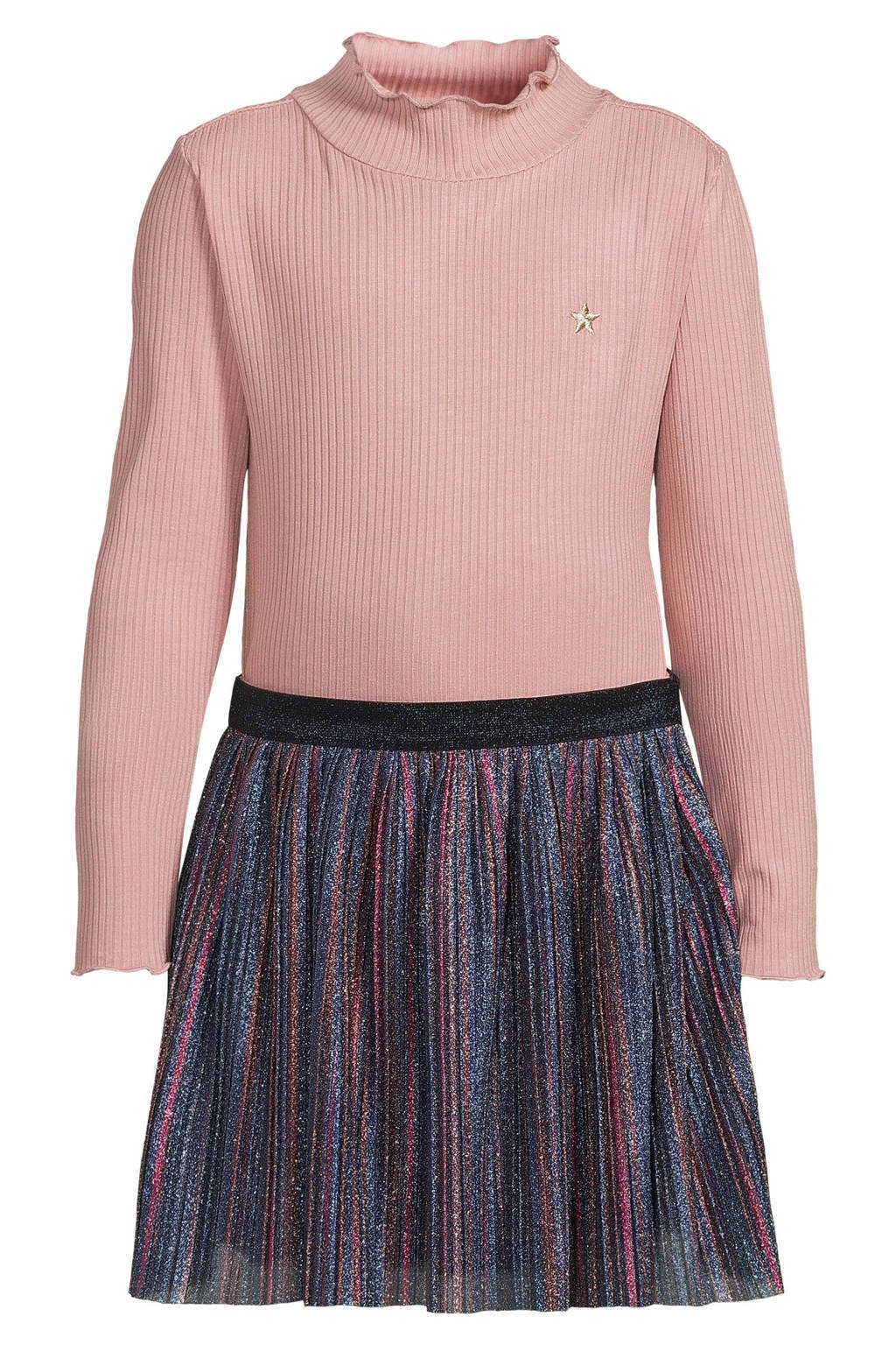 Like Flo midi jurk rib gebreid roze