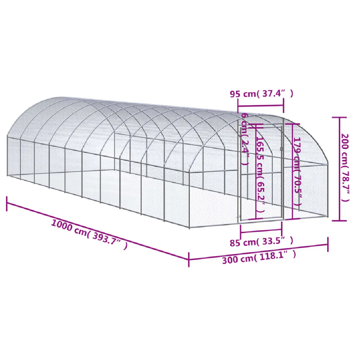 vidaXL Poulailler d'Extérieur - 3x10x2 m