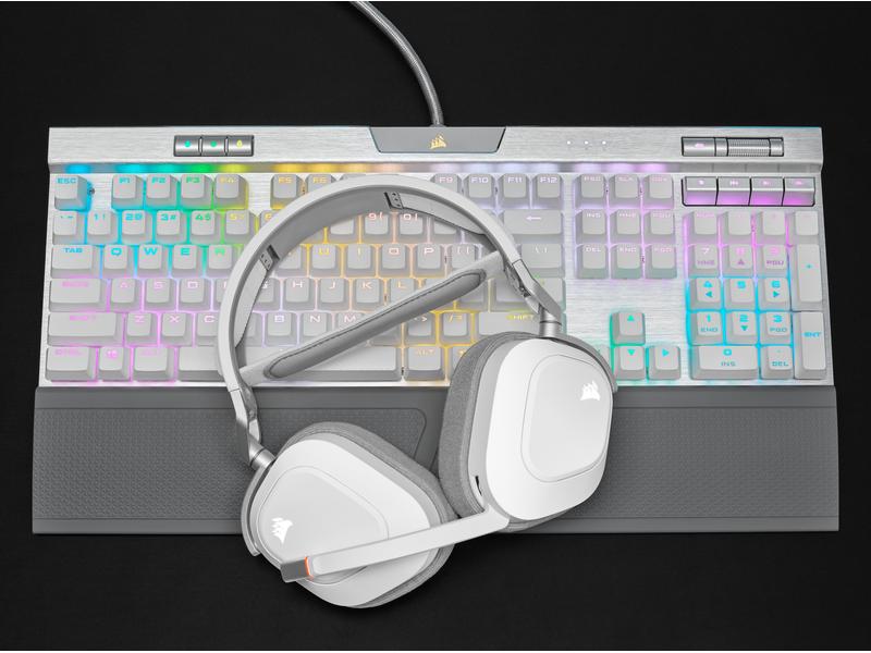 Corsair Headset HS80 RGB iCUE Weiss Kabelloses Surround-Sound Gaming-Headset
