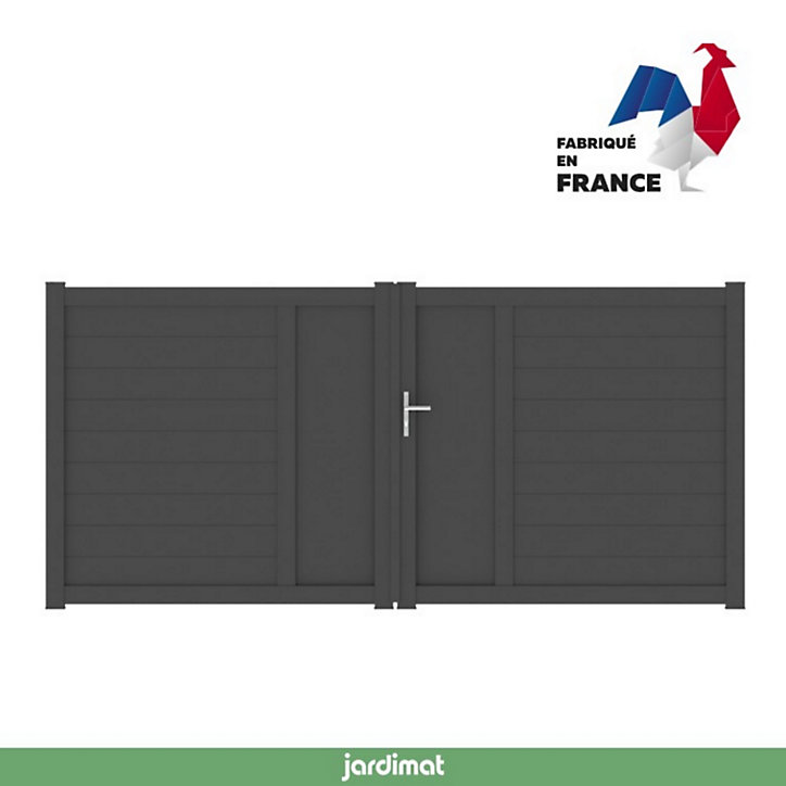 Portail Jardimat battant aluminium Aquarelle noir - 350 x h.170 cm