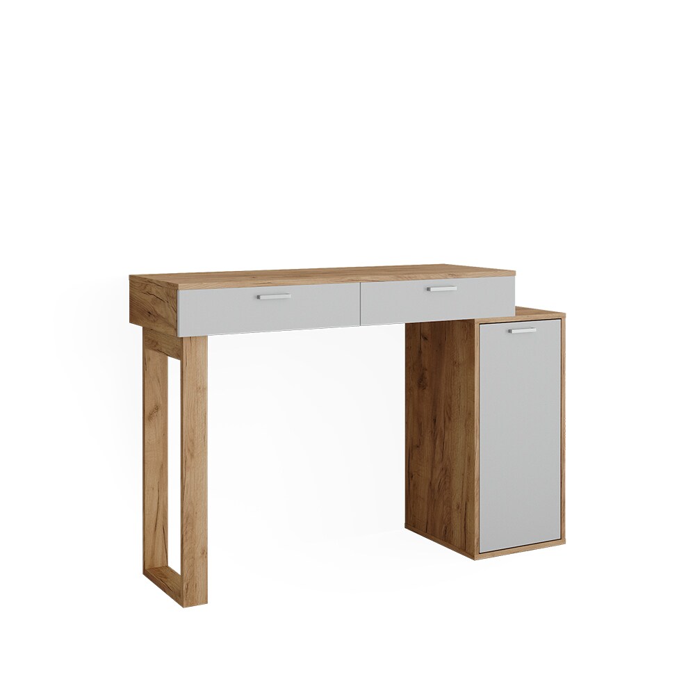 Vicco Schreibtisch Regina Eiche Weiß 130 x 40 cm mit 2 Schubladen