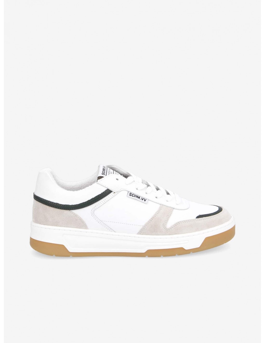 schmoove Baskets de ville homme smatch sneaker cuir blanc/gris/vert foncé