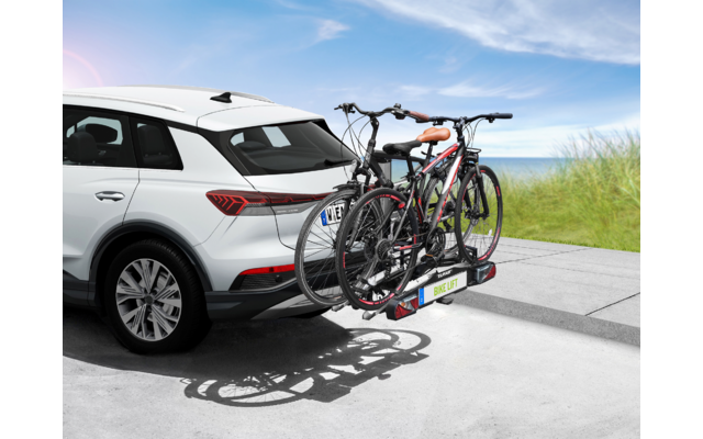 Eufab Bike Lift Fahrradträger für 2 Fahrräder auf der Anhängerkupplung schwarz, E-Bike geeignet